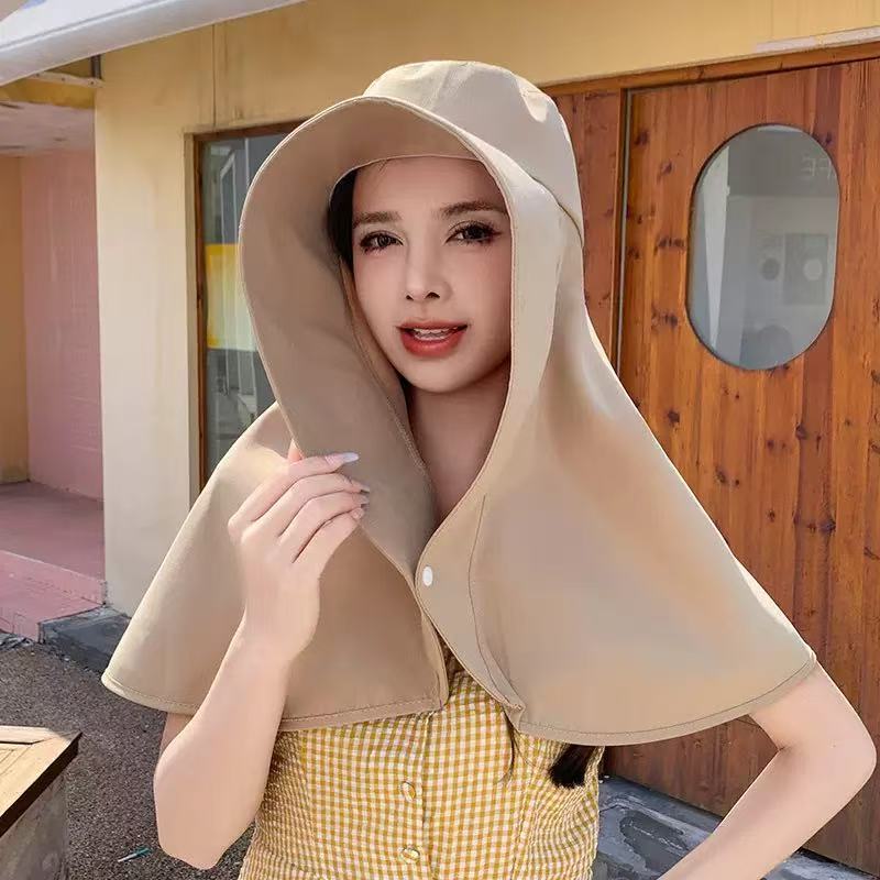 Women's Wide-Brim UV-Protection Bucket Hat with Neck Flap