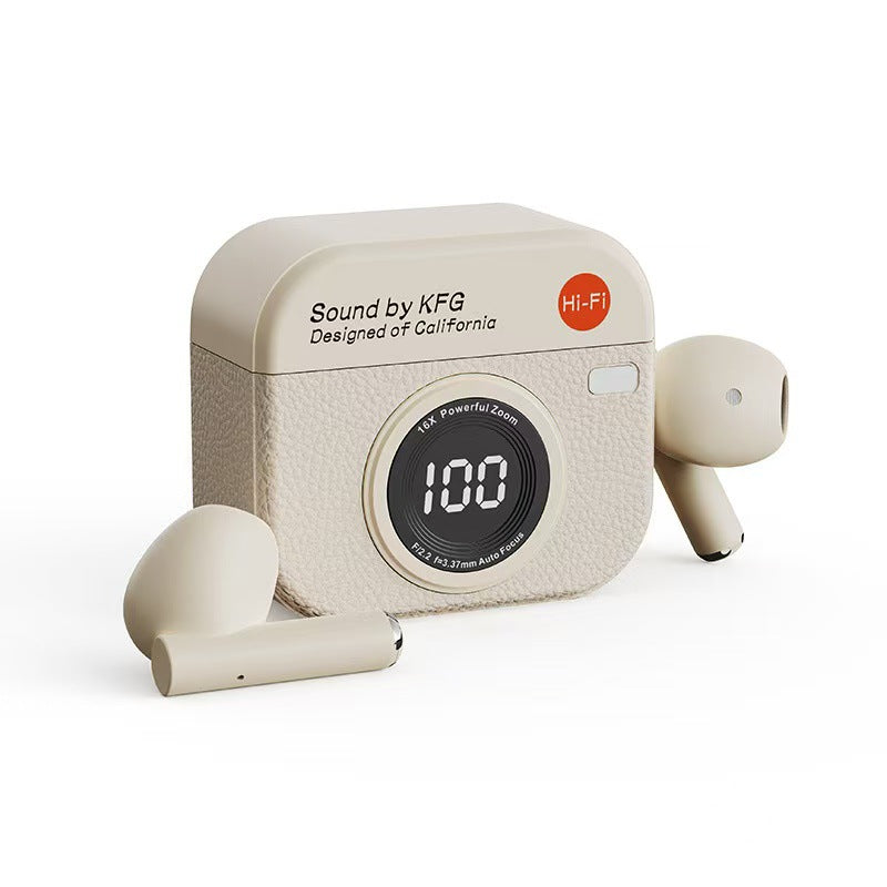 Retro Camera Wireless Earbuds! Bluetooth 5.4, ENC Noise Cancelling, Hi-Fi Stereo Sound