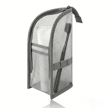 Standing Travel Toiletry Bag, Portable Mesh Cosmetic Organizer
