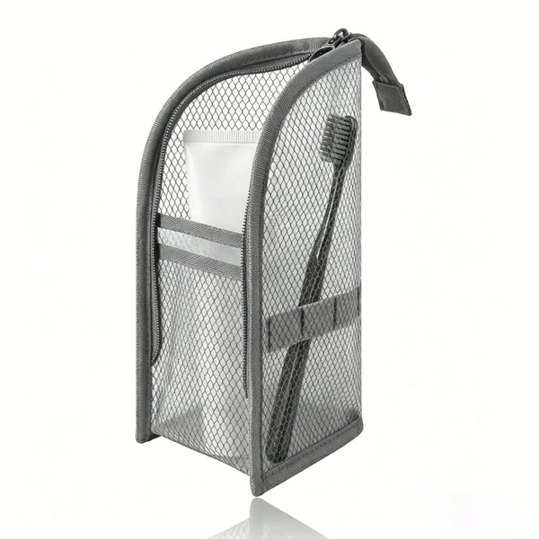 Standing Travel Toiletry Bag, Portable Mesh Cosmetic Organizer