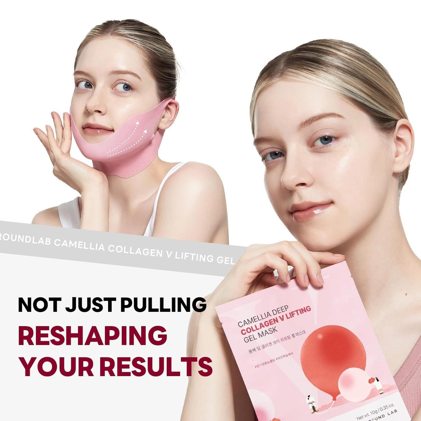 Camellia Deep Collagen Firming Face Mask Gift Set, Collagen Elasticity Mask & V Lifting Care Mask (4+4)