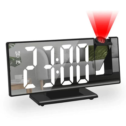Projection Alarm Clock, LED Electronic Mirror Alarm Clock for Bedroom