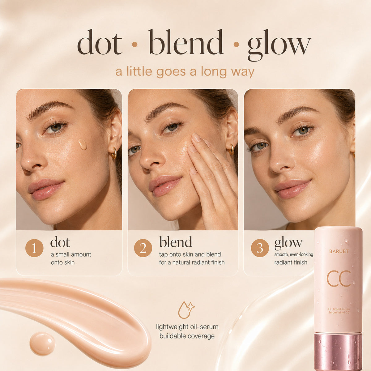 CC Tinted Serum — Color-Correcting Tinted Serum, Lightweight Coverage, No-Makeup Makeup Waterproof