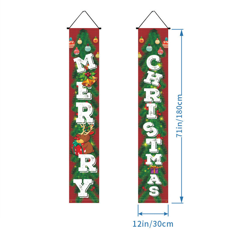 1 Set Christmas Porch Banner Set 78×12 Inch Santa and Snowman Door Banner Xmas