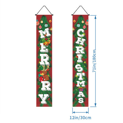 1 Set Christmas Porch Banner Set 78×12 Inch Santa and Snowman Door Banner Xmas