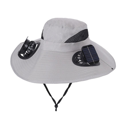 Solar fan hat Outdoor Wide Brim Sun Hat with 2 Solar Fan