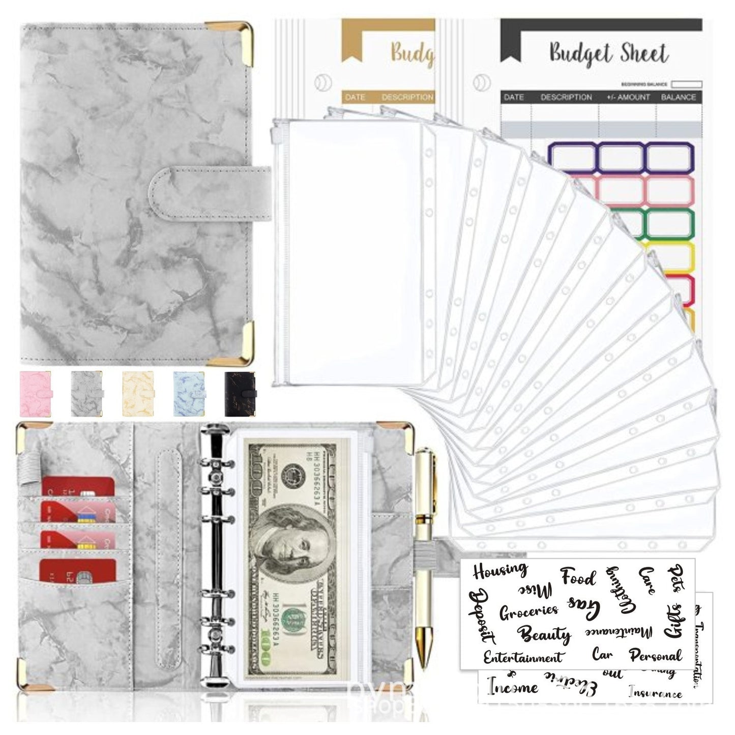 50Pcs Budget Binder with Cash Envelopes，Budget Binder, Cash Envelopes for Budgeting
