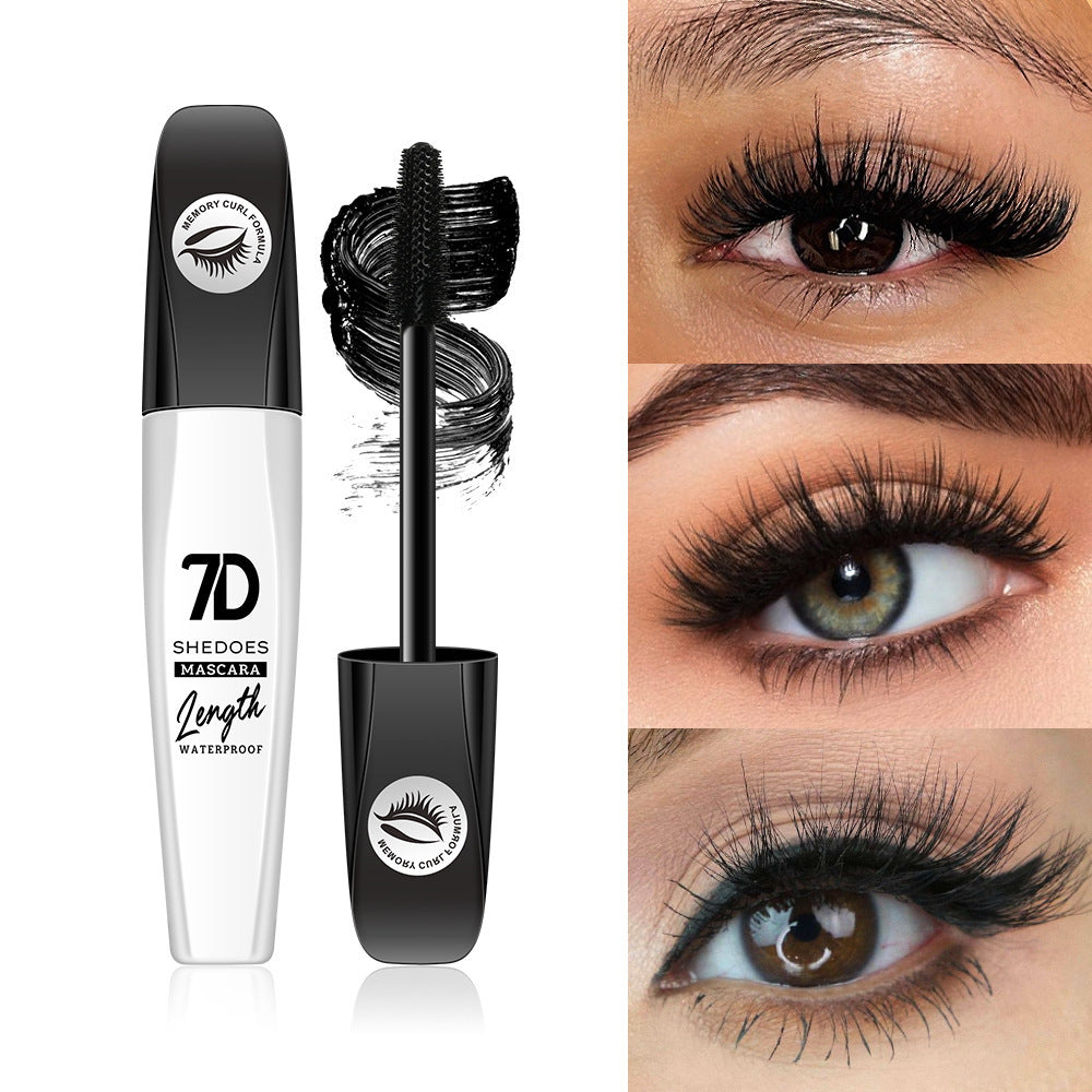 2Pcs 7D Fiber Black Mascara, Natural Lengthening Mascara, Waterproof and Smudge-proof