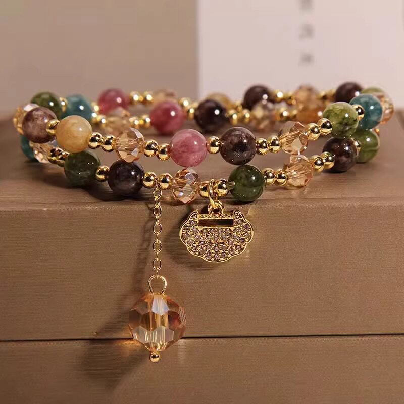 Money Wealth Crystal Bracelet Set Multi Stone Beaded Feng Shui Jewelry