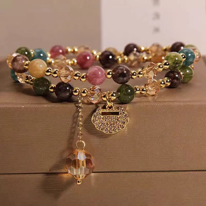 Money Wealth Crystal Bracelet Set Multi Stone Beaded Feng Shui Jewelry
