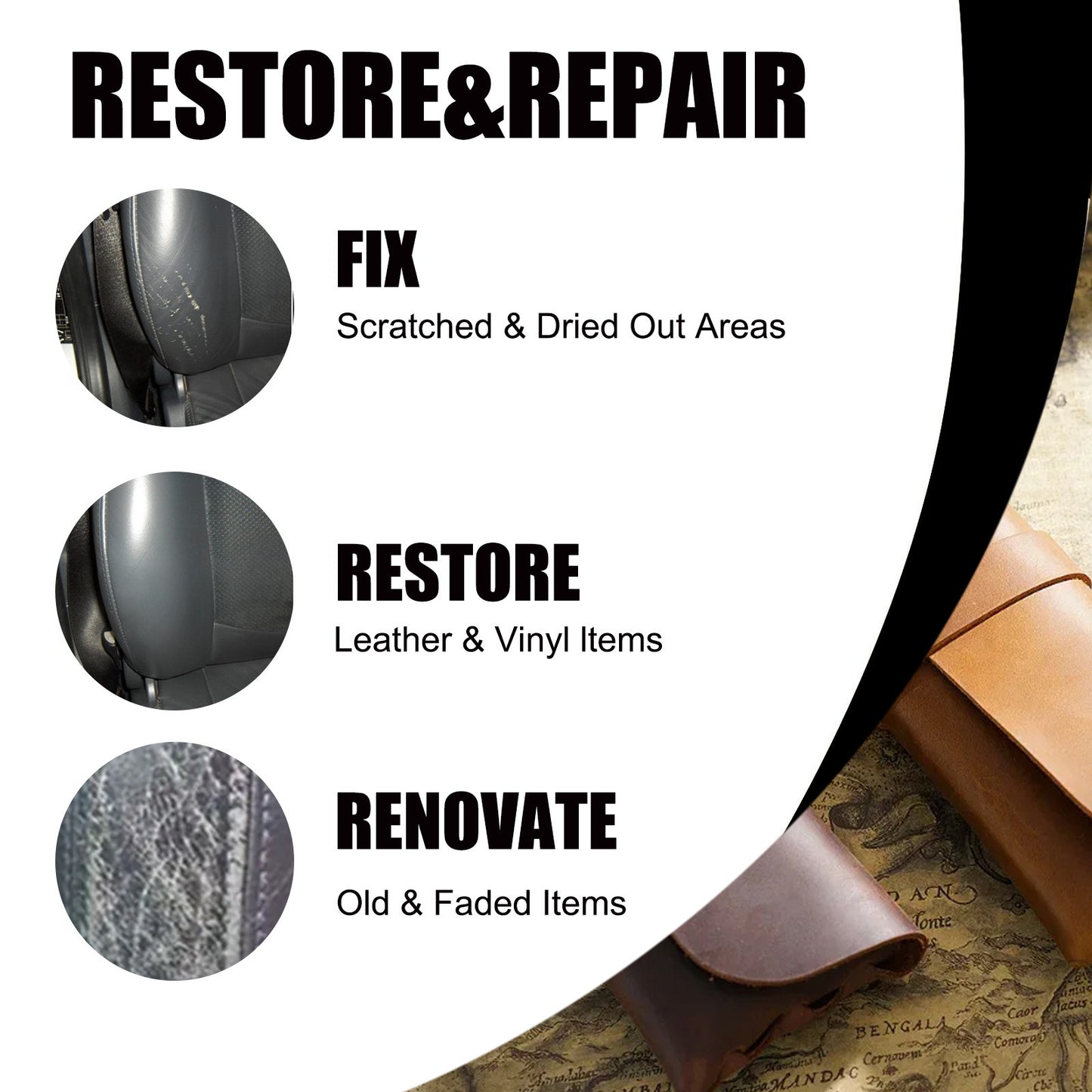 Furniture Leather Repair Kit – Repair and Revitalize Worn or Faded Leather