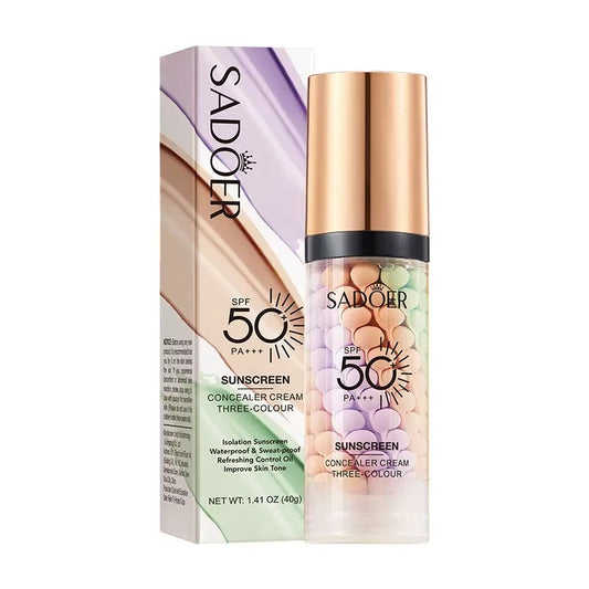 Color Correcting Facial Serum, Tricolor Face Primer, SPF 50 PA+++ Sunscreen Isolation Cream