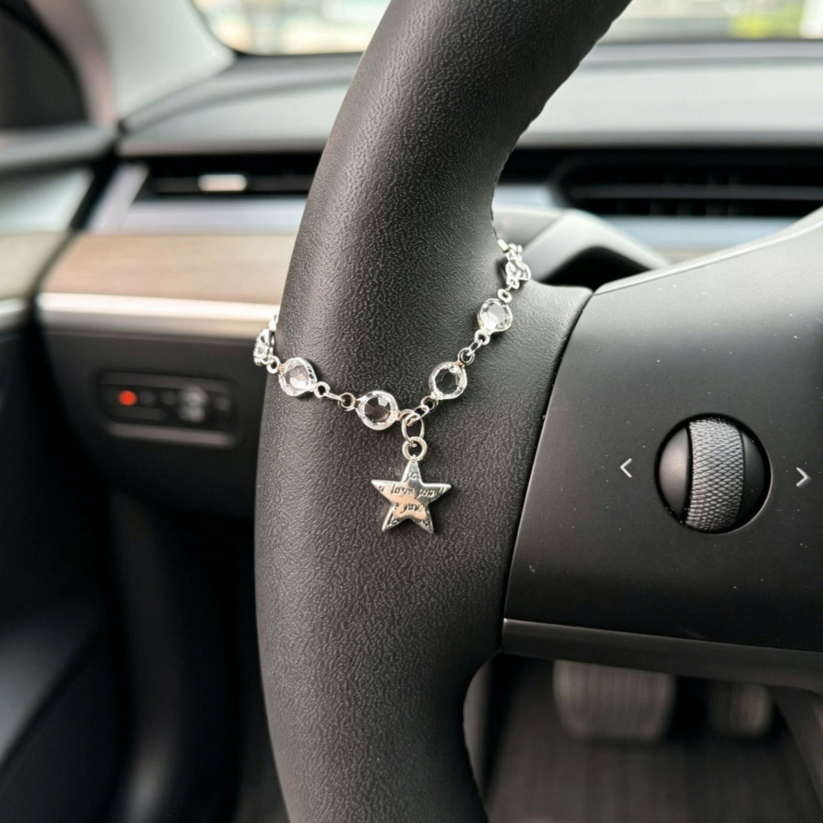 Faith-Inspired Crystal Cross Car Steering Wheel Charm