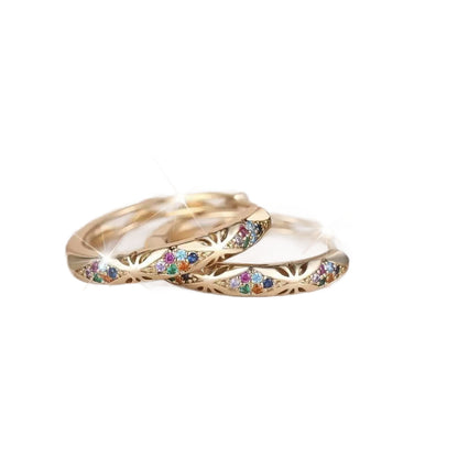 Rainbow Zircon Stone Hoop Earrings  Trendy Statement Ear Cuffs for Daily & Party Jewelry