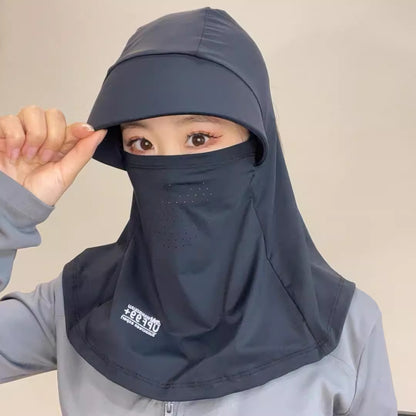 Cooling Breathable Balaclava Full Face Mask with Wide Brim Sun UV Protection Hood