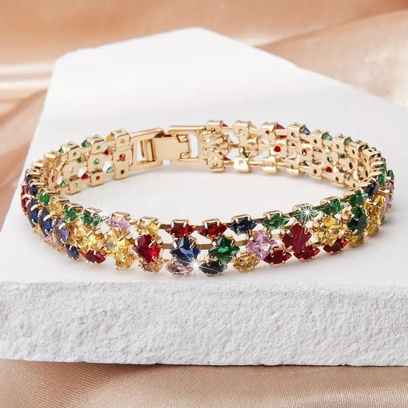 Women's Luxurious Color Zircon Bracelet — Elegant Jewelry