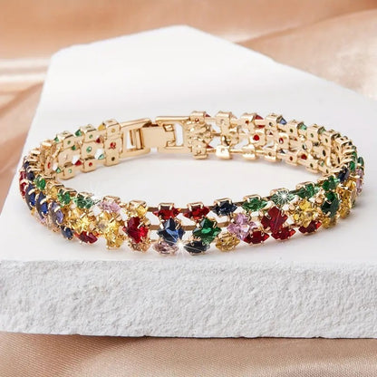 Women's Luxurious Color Zircon Bracelet — Elegant Jewelry