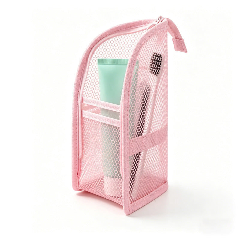 Standing Travel Toiletry Bag, Portable Mesh Cosmetic Organizer