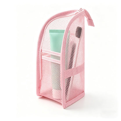 Standing Travel Toiletry Bag, Portable Mesh Cosmetic Organizer