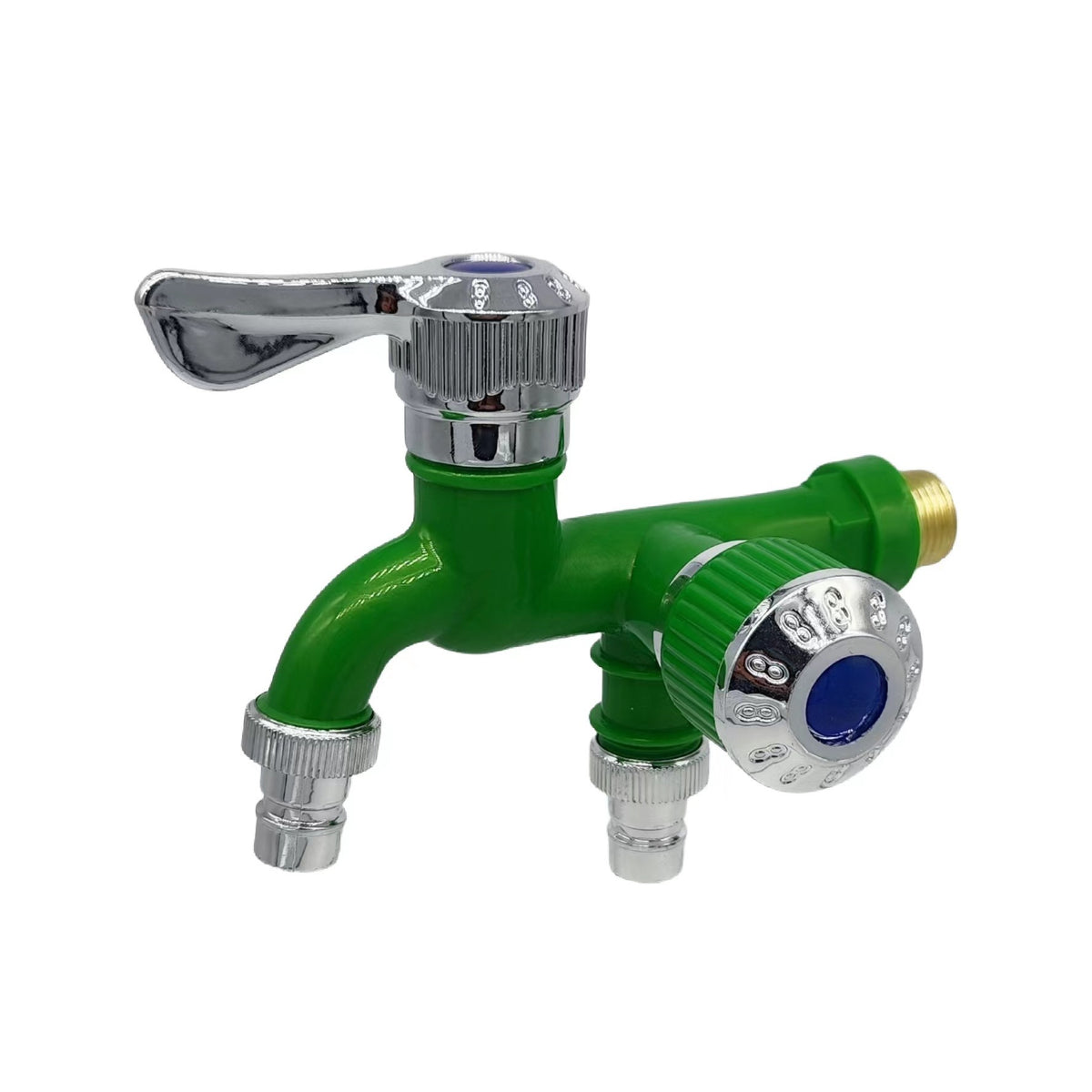 Outdoor Garden Water Faucet,1 Inlet 2 Outlet Valve Faucet Water Hose Outlet Hose Valve