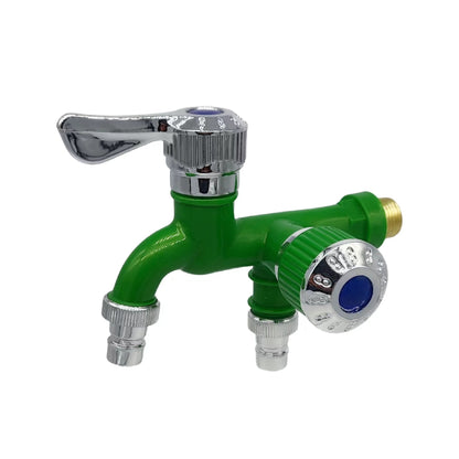 Outdoor Garden Water Faucet,1 Inlet 2 Outlet Valve Faucet Water Hose Outlet Hose Valve