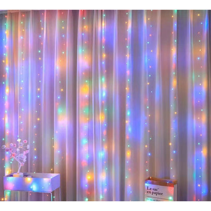 300LED Fairy Curtain Lights, 10×10 Ft USB Plug- Bedroom Backdrop Wedding Indoor Wall Decor
