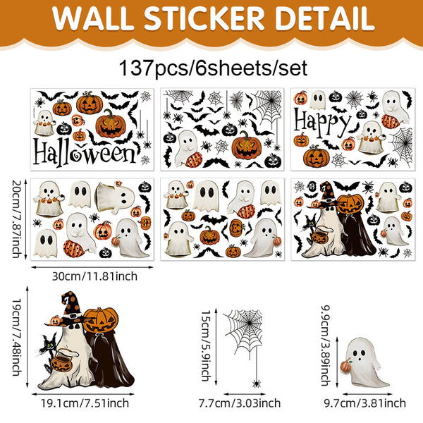 137 Pcs Halloween Window Decorations, Halloween Window Clings, Double Sided Reusable Static Stickers