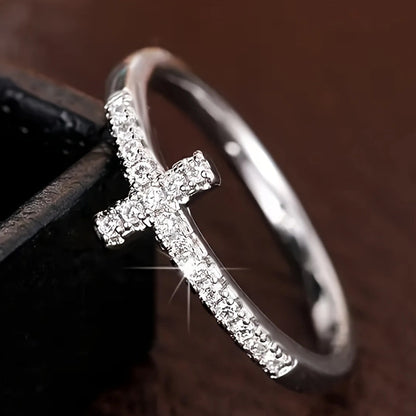 Eternity Promise Ring for Her Saint John Sideway Cross Ring