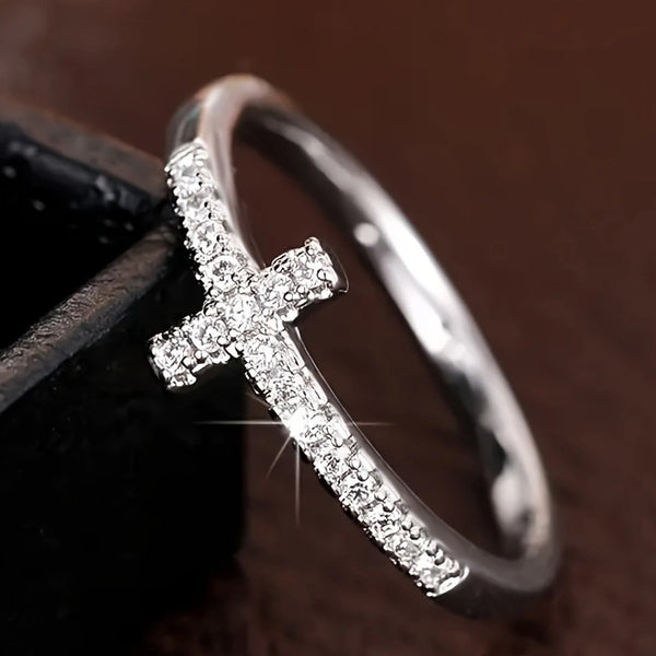 Eternity Promise Ring for Her Saint John Sideway Cross Ring