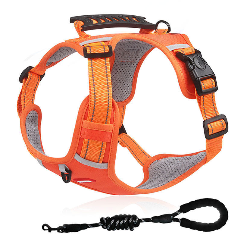 Dog Harness No Pull Adjustable Reflective,for Medium and Large Small Dog with Leash 59.06in