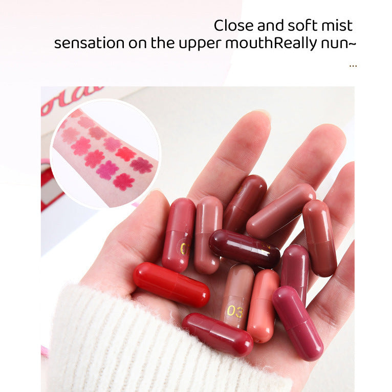 12-Color Matte Capsule Lipstick Set – Waterproof and Long-Lasting