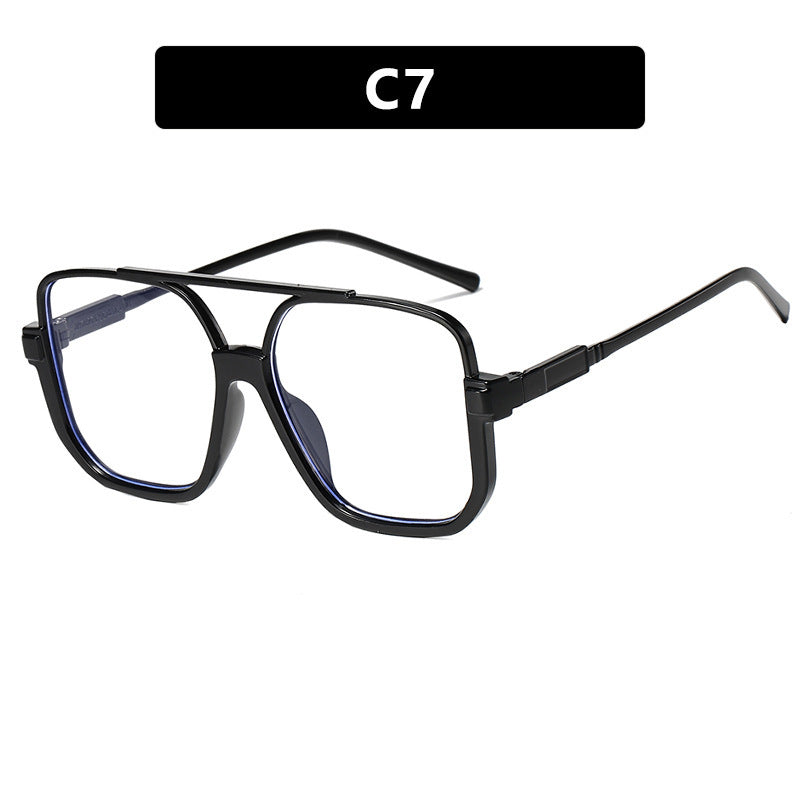 Retro Oversized Aviator Sunglasses for Women Men Square Double Bridge