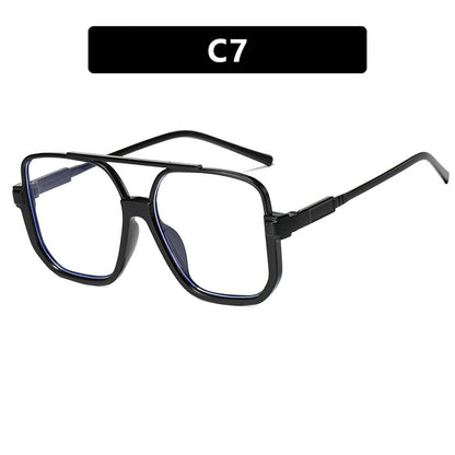 Retro Oversized Aviator Sunglasses for Women Men Square Double Bridge