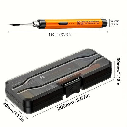 Cordless USB Rechargeable Portable Soldering Iron Kit, 3-speed Temperature Adjustable