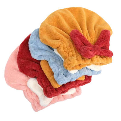 4Pcs Microfiber Hair Drying Turban with Button & Loop, Soft Coral Velvet, Highly Absorbent Fast Drying Head Wrap