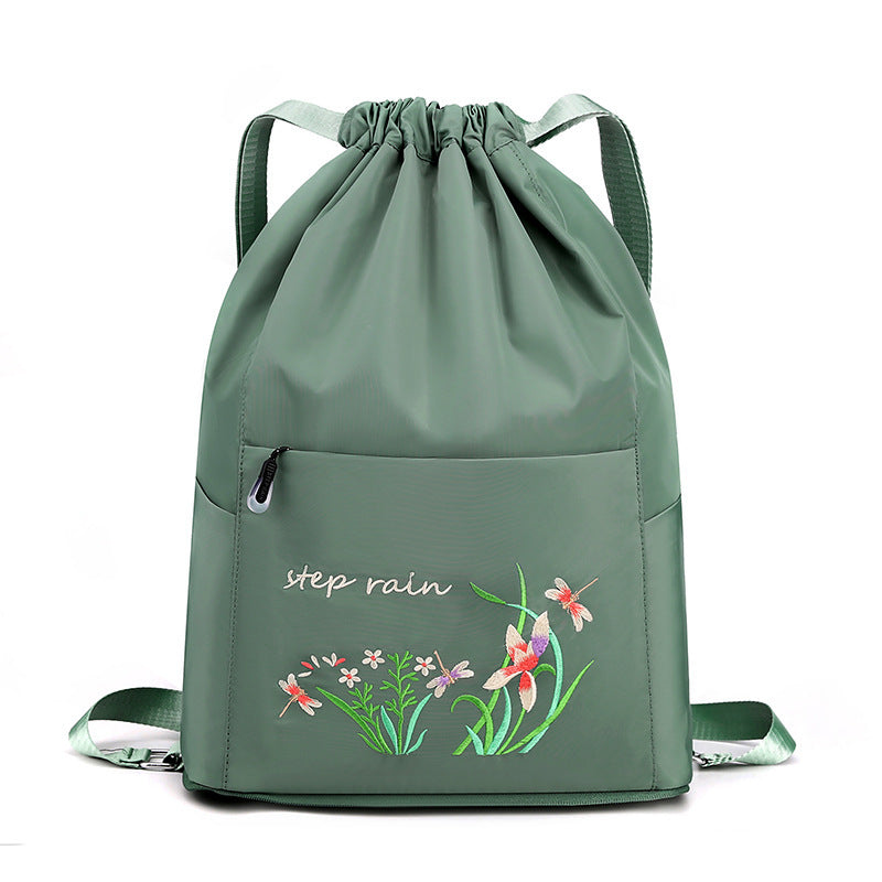 Foldable Women Drawstring Backpack, Shopping Bag, Waterproof Portable Travel Backpack