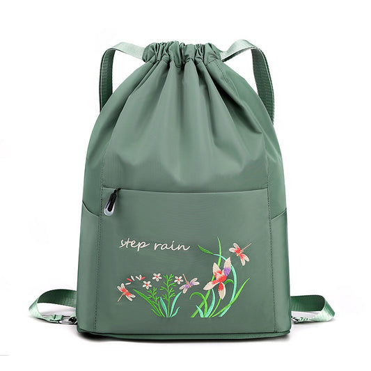 Foldable Women Drawstring Backpack, Shopping Bag, Waterproof Portable Travel Backpack
