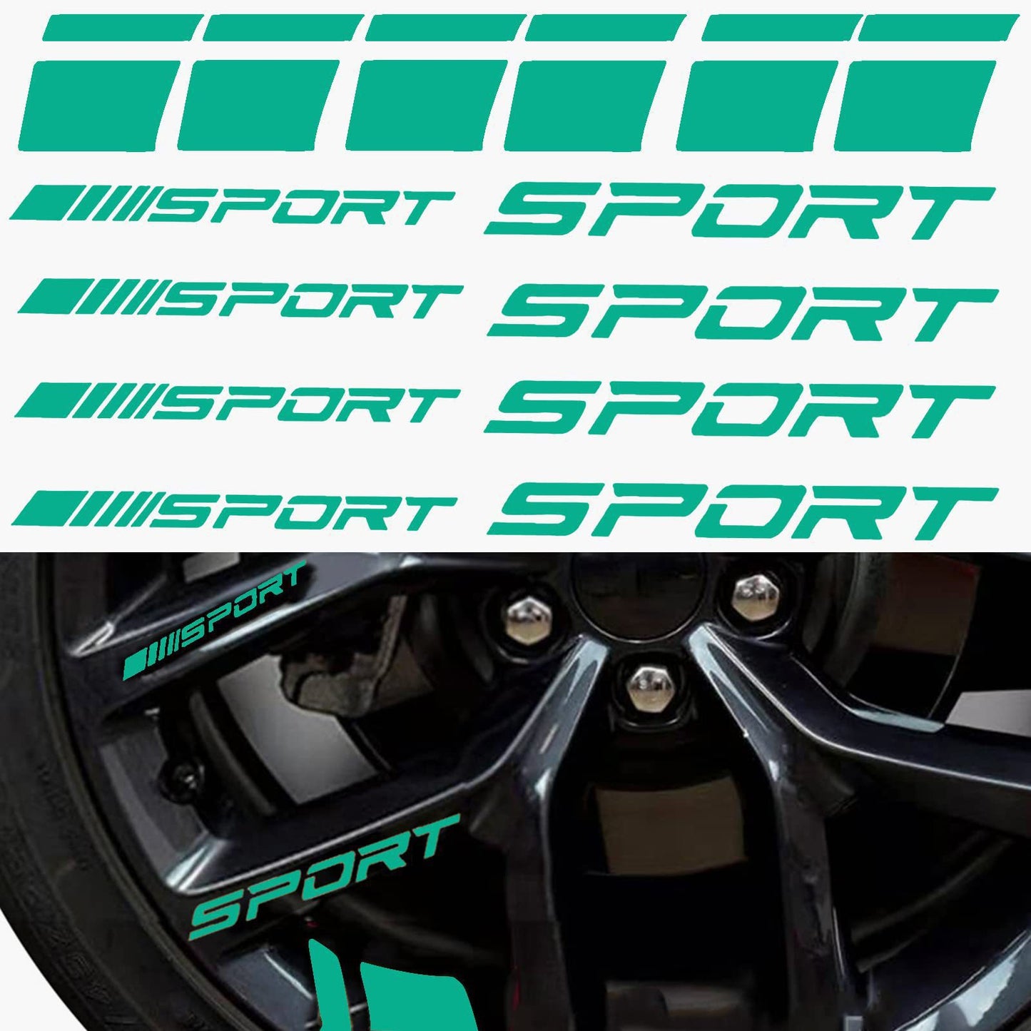 14pcs Car Decal Stickers,Wheel Rim Decal Sticker,Sport Logo Reflective Stickers