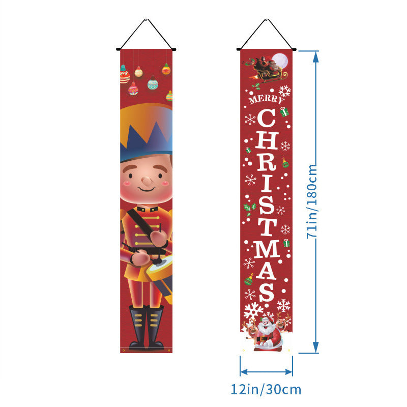 1 Set Christmas Porch Banner Set 78×12 Inch Santa and Snowman Door Banner Xmas