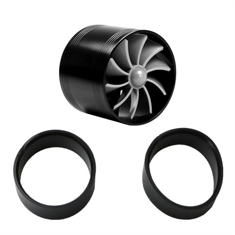 Car Air Intake Turbonator Dual Fan Turbine Super Charger Gas Fuel Saver Turbo