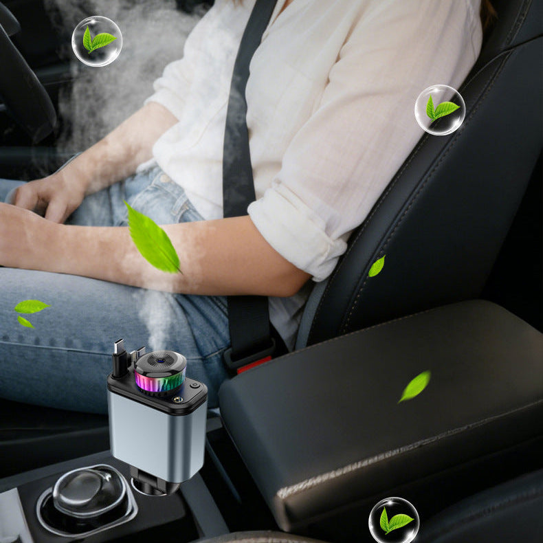 Retractable Car Charger USB C Fast Charging 120W Aromatherapy Starlight