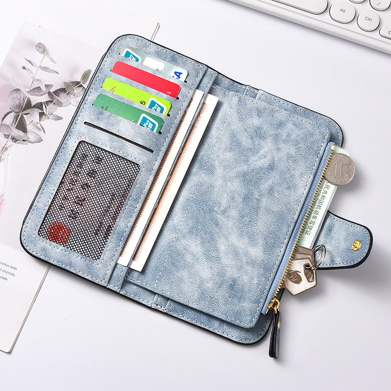 Women's Long Wallet with ID Window and Mini Coin Pouch
