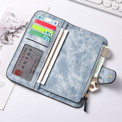 Women's Long Wallet with ID Window and Mini Coin Pouch