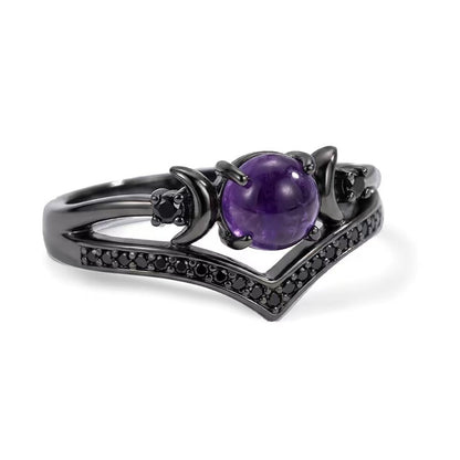 Natural Crystal Triple Moon Godness Ring for Women Adjustable Opening