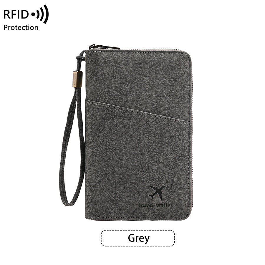 Family Passport Holder Wallet RFID Blocking Zippered Passport Wallet