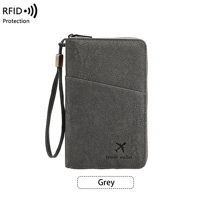 Family Passport Holder Wallet RFID Blocking Zippered Passport Wallet