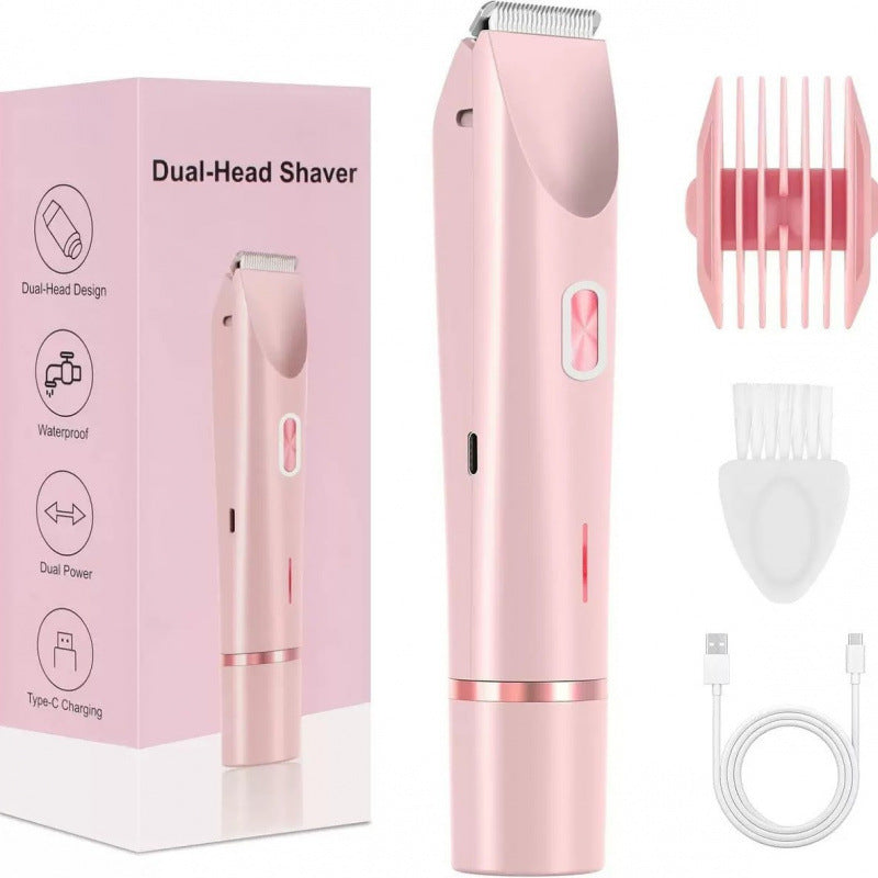 2-in-1 Bikini Trimmer & Shaver,Cordless Electric Razor for Women Wet/Dry Pubic Hair Trimmer