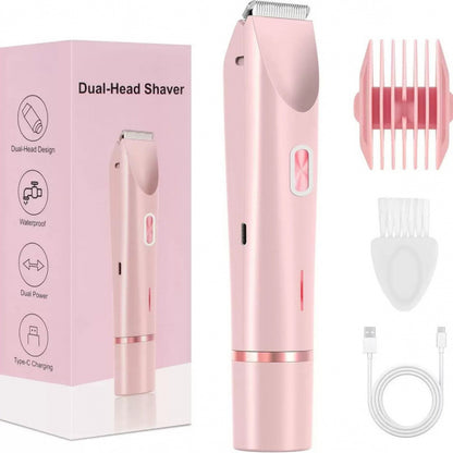 2-in-1 Bikini Trimmer & Shaver,Cordless Electric Razor for Women Wet/Dry Pubic Hair Trimmer