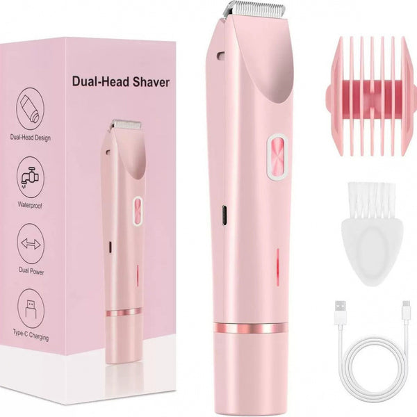 2-in-1 Bikini Trimmer & Shaver,Cordless Electric Razor for Women Wet/Dry Pubic Hair Trimmer