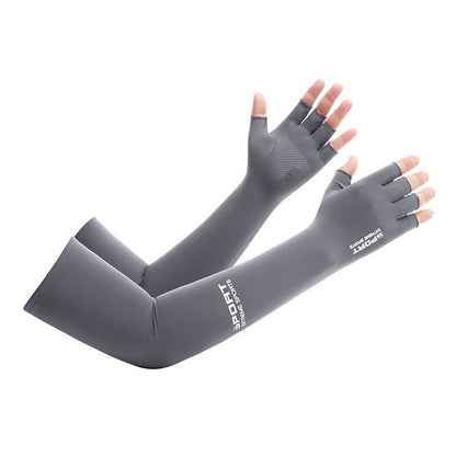 1 Pair Nylon Elastic Ice Silk Body Stockings Sunscreen Anti-UV Arm Sleeve With Finger Covers